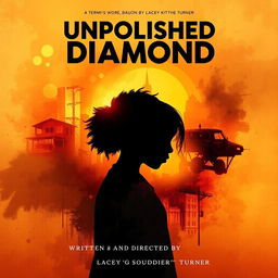 A compelling movie poster for the film titled "Unpolished Diamond" featuring the journey of a Black girl transitioning from childhood to adulthood, showing her overcoming struggles and traumas