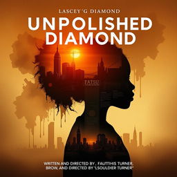 A compelling movie poster for the film titled "Unpolished Diamond" featuring the journey of a Black girl transitioning from childhood to adulthood, showing her overcoming struggles and traumas