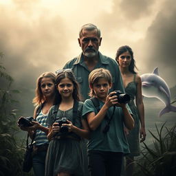 A suspenseful movie cover set in the Amazon rainforest of Brazil