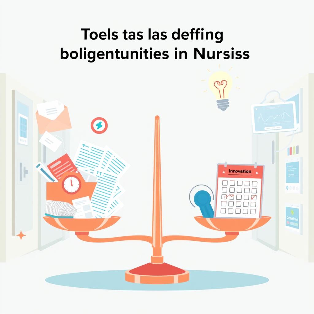 An artistic representation of the tools defining challenges and opportunities in nursing