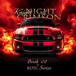 Create a dramatic movie poster featuring a 2013 Ford Shelby Mustang GT500 Super Snake, painted in a sleek wine red with a single bold black stripe running down its center