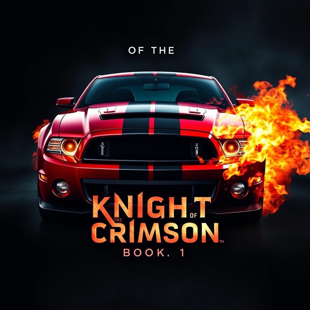 A dynamic movie poster featuring a 2013 Ford Shelby Mustang GT500 Super Snake in an alluring wine red color with a single black racing stripe