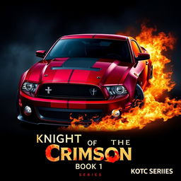 A dynamic movie poster featuring a 2013 Ford Shelby Mustang GT500 Super Snake in an alluring wine red color with a single black racing stripe