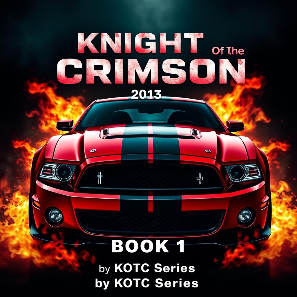 A striking movie poster featuring a 2013 Ford Shelby Mustang GT500 Super Snake in wine red with a single black stripe