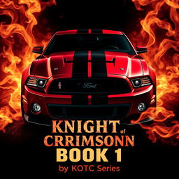 A movie poster featuring a 2013 Ford Shelby Mustang GT500 Super Snake in a striking wine red color with a single black stripe running across it