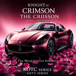 A captivating movie poster featuring a Maserati Gran Turismo, elegantly divided into two halves with one side in sleek black and the other in stunning rose gold pink