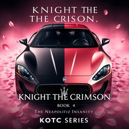 A captivating movie poster featuring a Maserati Gran Turismo, elegantly divided into two halves with one side in sleek black and the other in stunning rose gold pink