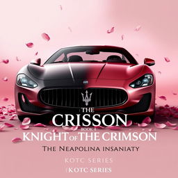 A captivating movie poster featuring a Maserati Gran Turismo, elegantly divided into two halves with one side in sleek black and the other in stunning rose gold pink