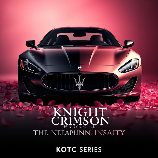 A captivating movie poster featuring a Maserati Gran Turismo, elegantly divided into two halves with one side in sleek black and the other in stunning rose gold pink