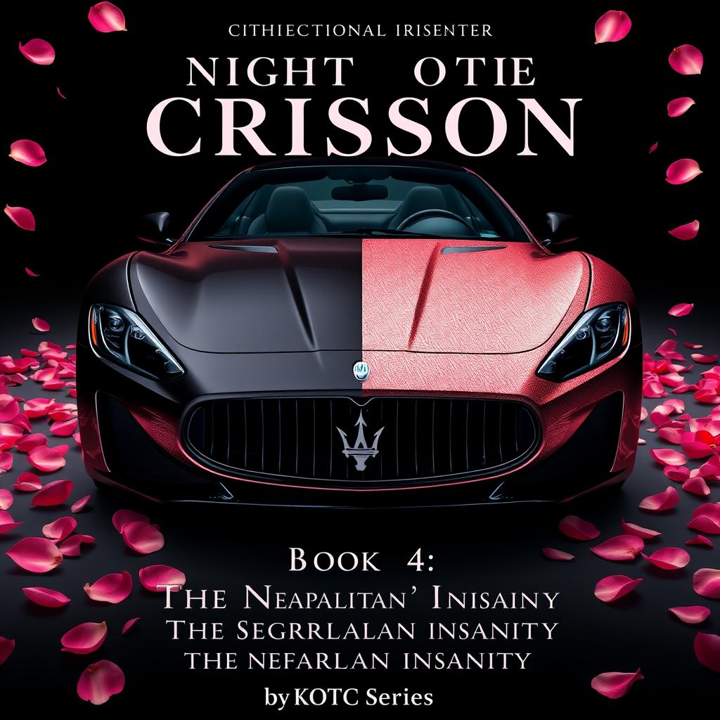 A movie poster featuring a Maserati Gran Turismo, split in color with one half in sleek black and the other half in shimmering rose gold pink