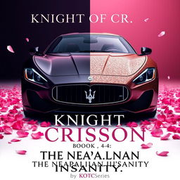 A movie poster featuring a Maserati Gran Turismo, split in color with one half in sleek black and the other half in shimmering rose gold pink