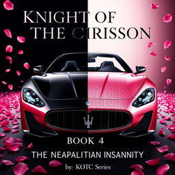 A movie poster featuring a Maserati Gran Turismo, split in color with one half in sleek black and the other half in shimmering rose gold pink