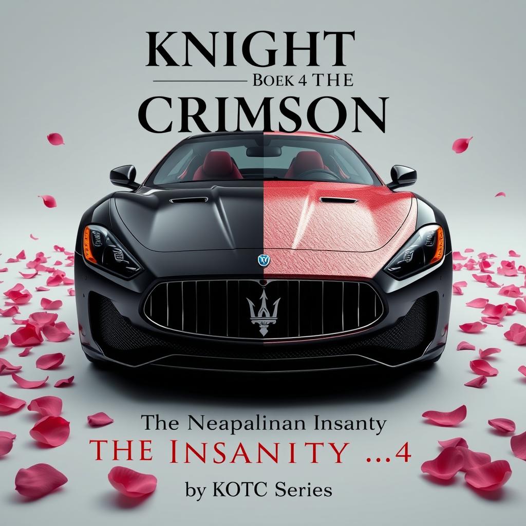 A movie poster featuring a Maserati Gran Turismo, split in color with one half in sleek black and the other half in shimmering rose gold pink