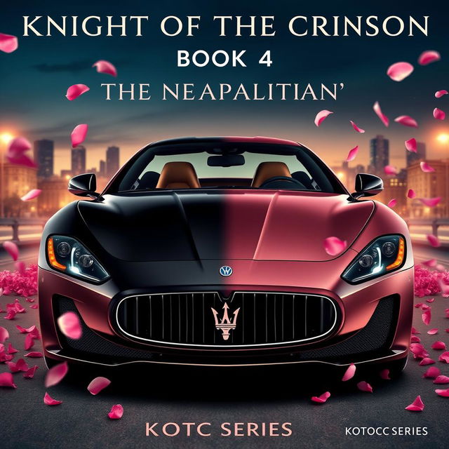 A captivating movie poster featuring a Maserati Gran Turismo, split down the middle, with one half in sleek black and the other in elegant rose gold pink