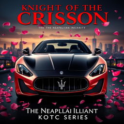 A captivating movie poster featuring a Maserati Gran Turismo, split down the middle, with one half in sleek black and the other in elegant rose gold pink