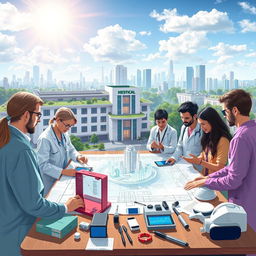 A visionary illustration focused on tools for building a resilient future in healthcare entrepreneurship