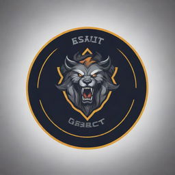 A trendy eSports team t-shirt design, showcasing the name 'Emsot Gar', incorporating motifs and design elements associated with gaming and competition.