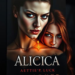 A captivating book cover featuring Alicia, the main character, with a striking and mysterious presence