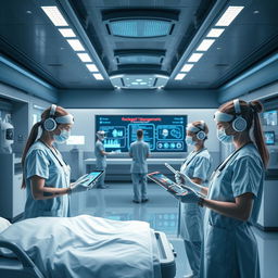 A futuristic and engaging image illustrating the digital transformation in nursing and healthcare