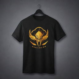 A trendy eSports team t-shirt design, showcasing the name 'Emsot Gar', incorporating motifs and design elements associated with gaming and competition.