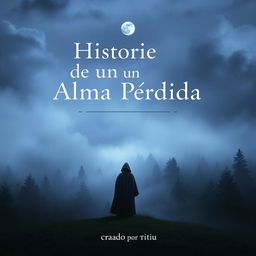 Cover for a book titled "Historia de un Alma Perdida" by Titium, featuring a solitary figure standing at the edge of a misty, enchanted forest