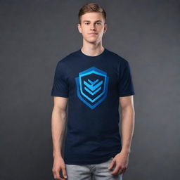 Modify our existing eSports team t-shirt design by incorporating a smooth color gradient, transitioning elegantly from jet black to deep navy blue.