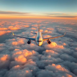 An Airbus A330-200 flying over the ocean, seen from above the clouds