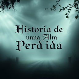 a hauntingly beautiful image featuring prominently displayed text in an elegant, slightly gothic font that reads: 'Historia de una Alma Perdida'