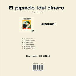 A clean, minimalist album poster for 'El precio del dinero' by Beny Jr in portrait orientation