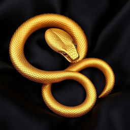 A luxurious and intricately designed ouroboros in the form of a golden snake, perfectly completing a circular shape by biting its own tail