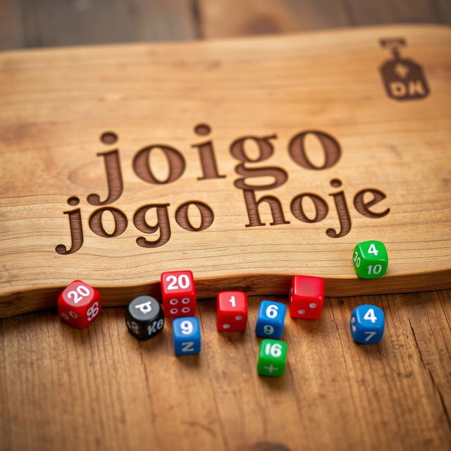 A rustic wooden board with the text "jogo hoje" elegantly carved into it