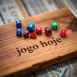 A wooden board with the text "jogo hoje" engraved on it