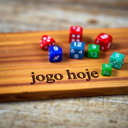 A wooden board with the text "jogo hoje" engraved on it