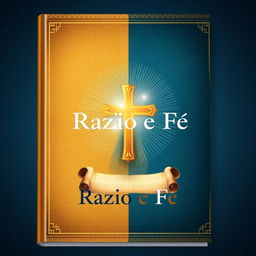 A captivating book cover design for a Christian apologetics book titled "Razão e Fé" (Reason and Faith)