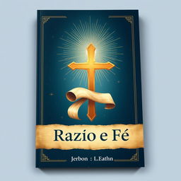 A captivating book cover design for a Christian apologetics book titled "Razão e Fé" (Reason and Faith)