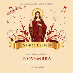 Poster design for a concert by the Almagro Music Band in honor of Saint Cecilia, celebrated on November 23rd in Almagro