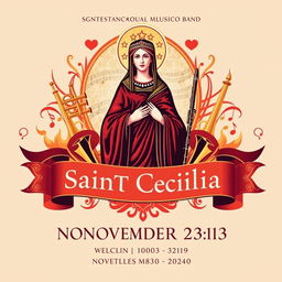 Poster design for a concert by the Almagro Music Band in honor of Saint Cecilia, celebrated on November 23rd in Almagro