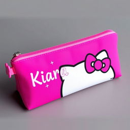 A pencil case designed in the style of Hello Kitty, featuring Hello Kitty's iconic face and bow