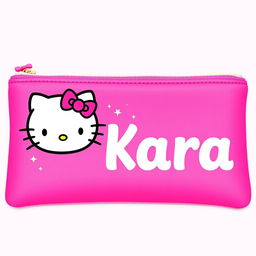 A pencil case designed in the style of Hello Kitty, featuring Hello Kitty's iconic face and bow