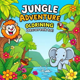 A fun and engaging coloring book cover designed for children