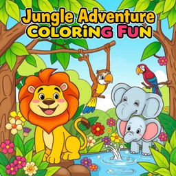 A fun and engaging coloring book cover designed for children