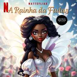 Book cover styled as a Netflix poster with title 'A Rainha da Fadas' and subtitle 'Versão Original do Livro'