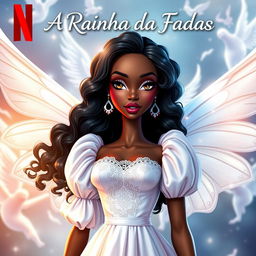 Book cover styled as a Netflix poster with title 'A Rainha da Fadas' and subtitle 'Versão Original do Livro'