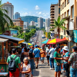 A bustling urban scene capturing the essence of Guayaquil