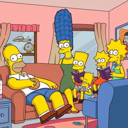 A vibrant and entertaining scene set in the iconic world of The Simpsons