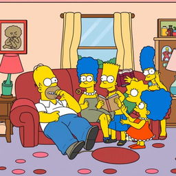 A vibrant and entertaining scene set in the iconic world of The Simpsons