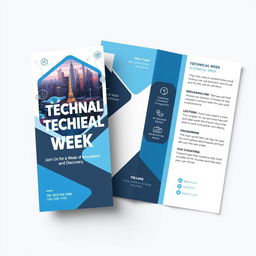 An eye-catching two-sided tri-fold brochure designed for a technical week event