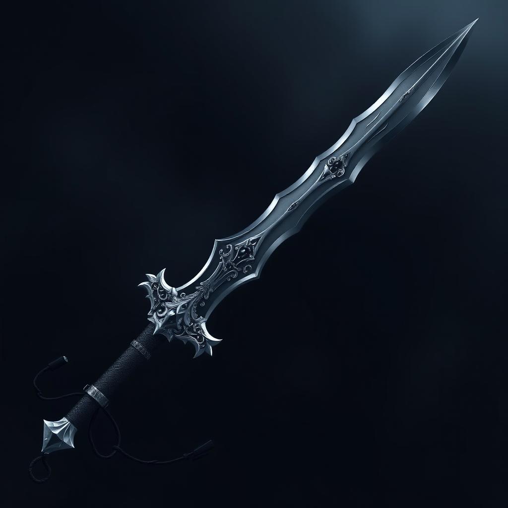 a majestic two-handed scimitar designed for the champion of Lolth, featuring an elegant black blade with intricate details