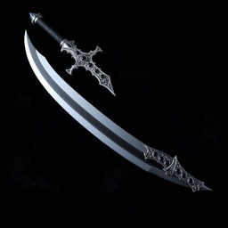 a majestic two-handed scimitar designed for the champion of Lolth, featuring an elegant black blade with intricate details