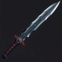 a grand two-handed scimitar with a dark gray blade, adorned with elegant red details